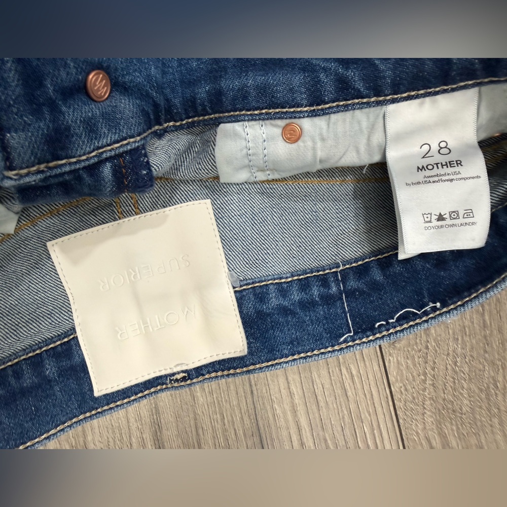 MOTHER High-Rise Straight Jeans in Medium Blue Wash - Picture 10 of 13